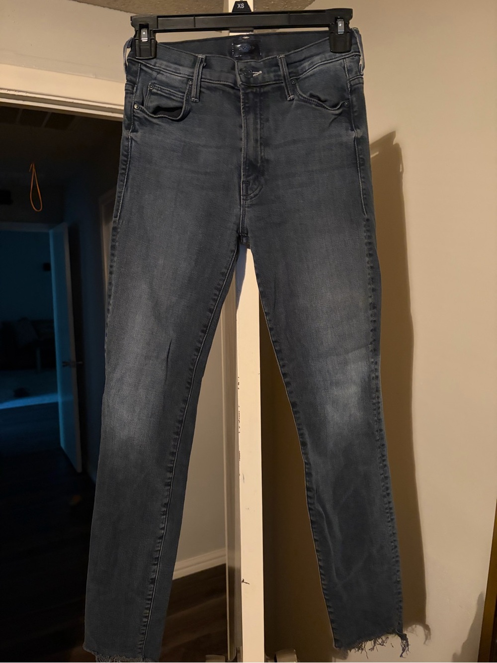 Mother Slate Gray/Black Skinny Jeans